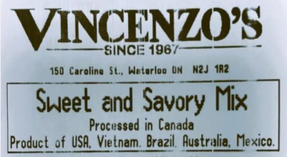Mistura doce e salgada recolhida por presença de Salmonella no Canadá